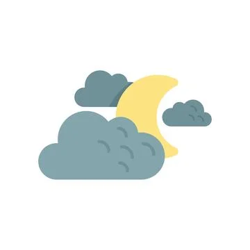 Night moon sky icon flat vector. Weather cloud Stock Illustration