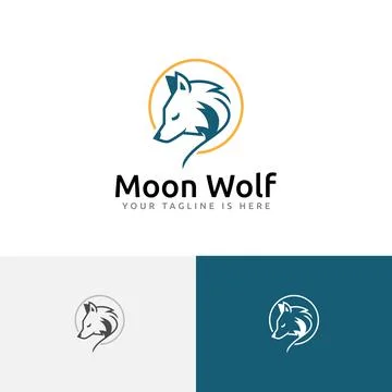 Night Moon Wolf Head Elegant Nature Wildlife Logo Stock Illustration