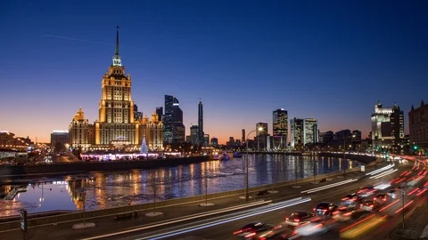 Night in Moscow Stock Footage 99167829