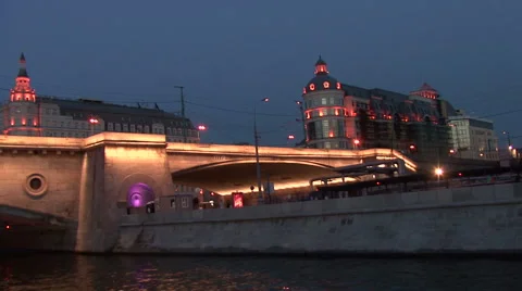 Night on the Moscow River. Bridge. Stock Footage 41787650