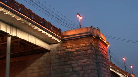 Night on the Moscow River. Bridge. Stock Footage 41787923