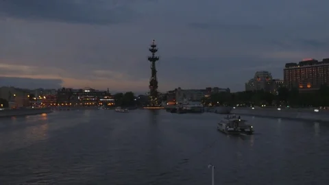 Night Moscow-river Stock Footage 81316745