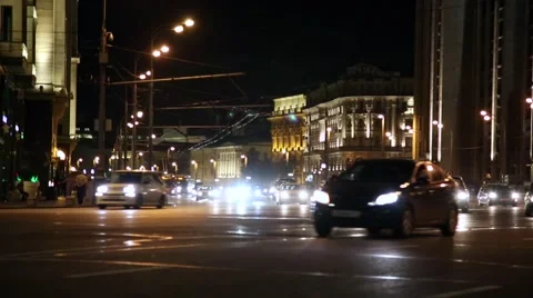 Night Moscow Traffic Stock Footage 40958299