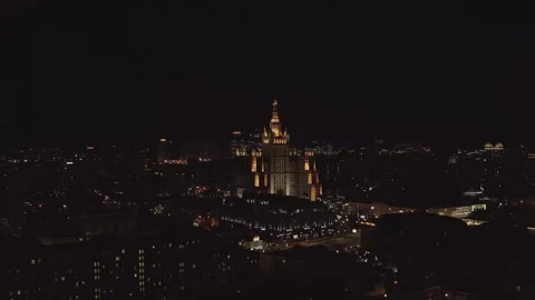 Night Moscow. Video from the drone. Stock Footage 248343179