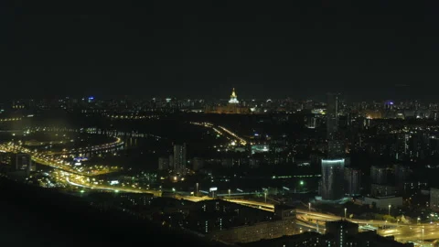 Night Moscow view from the window of a skyscraper Video stock 168769298