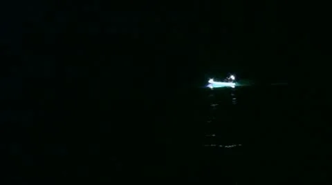 NIGHT MOTOR BOAT Stock Footage 12393633