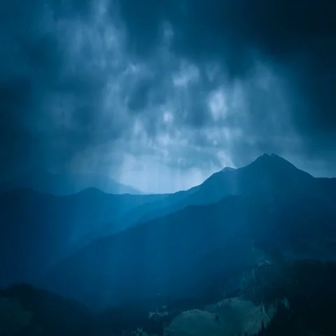 The night mountain on the background of cloud flow. Wide angle. Time lapse Stock Footage 69483817