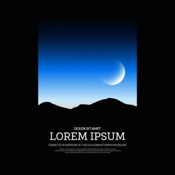 Night mountain landscape poster background Illustrazione stock