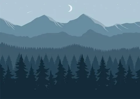 Night mountain landscape vector Stock Illustration