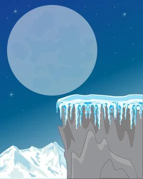 Night in mountain in winter Stock Illustration