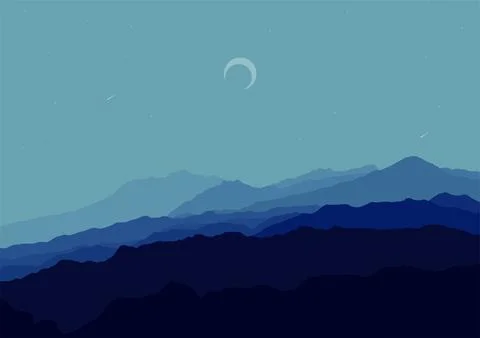 Night mountains vector Stock Illustration