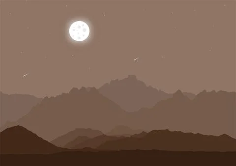 Night mountains vector Stock Illustration