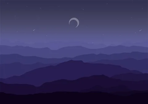 Night mountains vector Stock Illustration