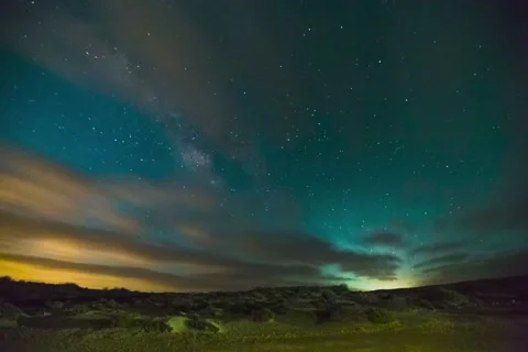 Night moving clouds timelapse showing milky way in the moroccan desert Stock Footage 200446917