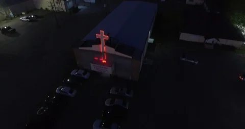 Night Neon Cross Stock Footage 121903872