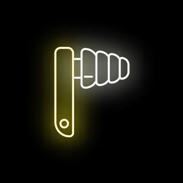 Night neon glowing earplug sign protecting hearing Stock Illustration