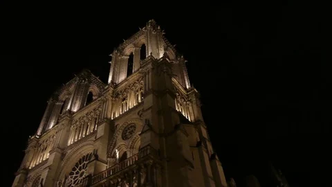 Night Notre Dame de Paris France Stock Footage 71413786