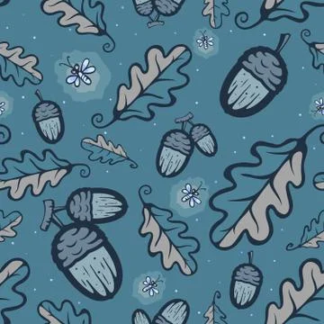 Night oak forest pattern Stock Illustration