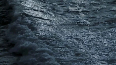 Night ocean waves. Moon light on water. Stock Footage 99059405