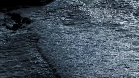 Night ocean waves. Moon light on water. Stock Footage 99059483