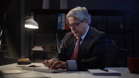 Night office worker, computer. Stock Footage 166144251