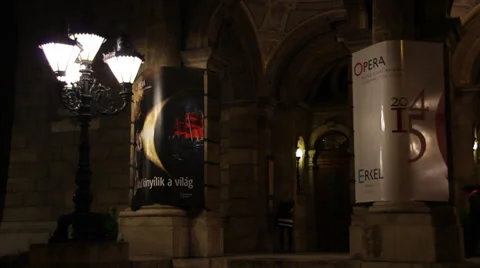 NIGHT OPERA BUILDING 3 PEOPLE Stock Footage 39384945