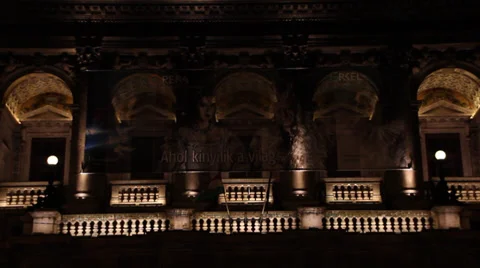 NIGHT OPERA BUILDING 5 LOW ANGLE Stock Footage 39385420
