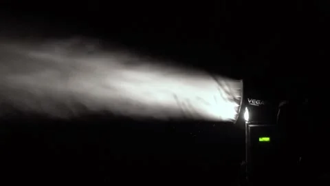 Night operations for artificial snow making, long shot Stock Footage 219431214