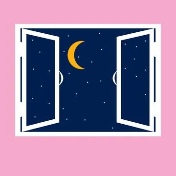 Night out the window icon Stock Illustration