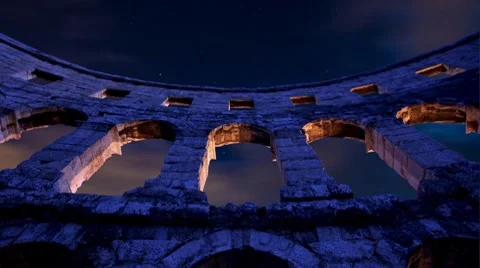 Night over the amphitheater Stock Footage 8518716