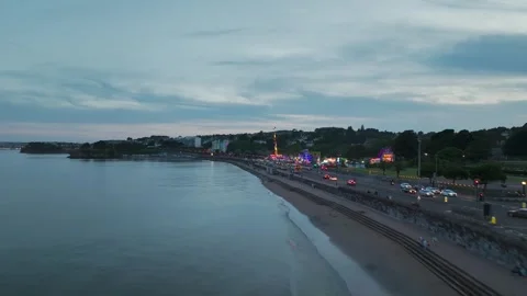 Night over Amusement Park over Torquay Seafront, English Riviera, Devon, UK 库存影片 281034602