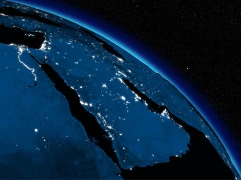 Night over arabian peninsula Stock Illustration