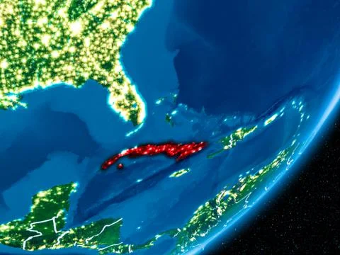 Night over Cuba Stock Illustration