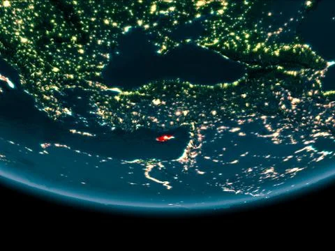 Night over Cyprus on Earth Stock Illustration