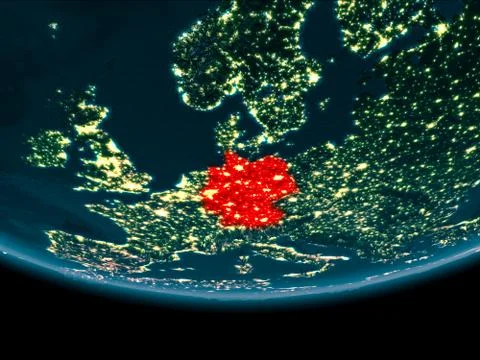 Night over Germany on Earth Illustrazione stock
