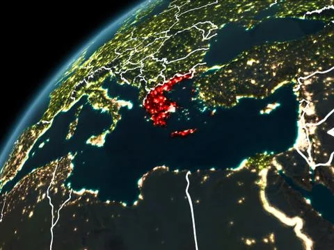 Night over Greece Ilustração Stock