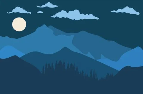 Night over mountains minimalism Ilustração Stock