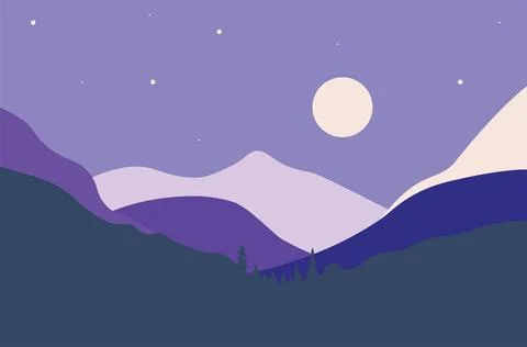 Night over mountains minimalism Ilustração Stock