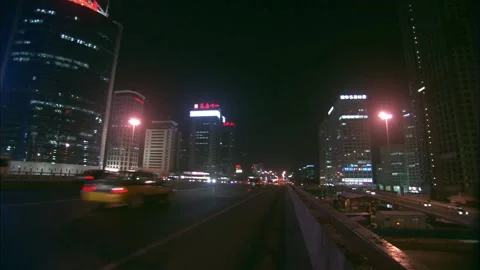Night overpass traffic Stock Footage 235277683