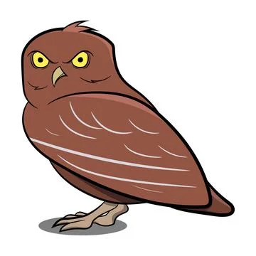 Night Owl Standing with Shadow Stock Illustration
