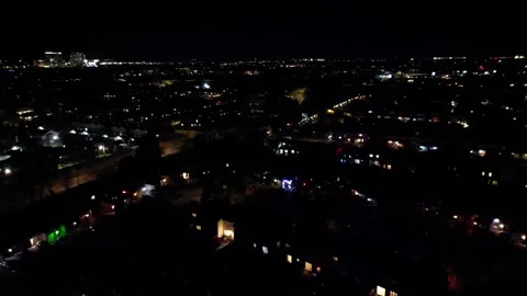 Night pan  shot in the suburbs with a Stock Footage 290780148