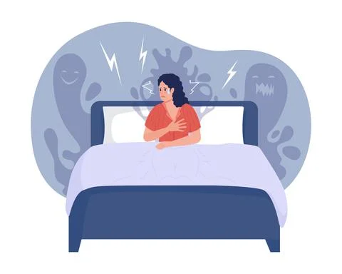 Night panic attack 2D vector isolated illustration Illustrazione stock