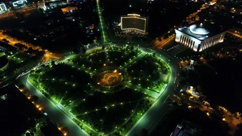 Night panorama of amir timur square in tashkent city Stock Footage 219715723