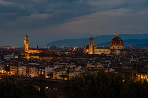 Night panorama of florence. view ot top. Stock Photos
