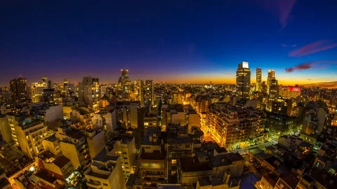 Night panorama view of the skyline of Buenos Aires Stock Footage 96064688