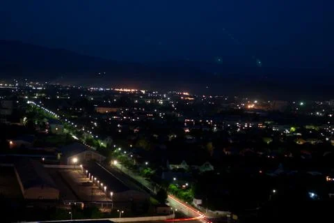 Night panoramic view of mukachevo Stock Photos