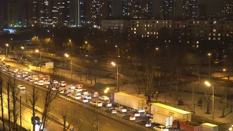 Night panoramic view of traffic on the outskirts of the city Stock Footage 83433219