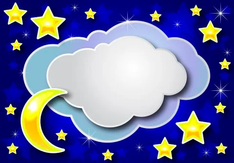 Night paper cloud crescent and star 스톡 일러스트