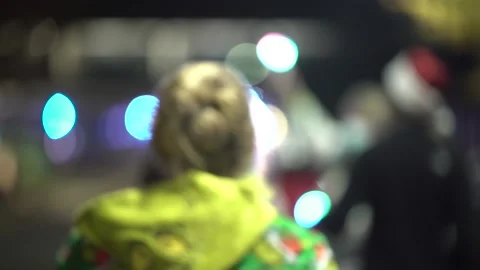 Night parade out of focus Stock Footage 166535478