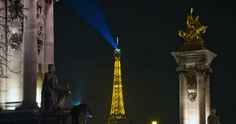 Night Paris Tour Eiffel Time-lapse Stock Footage 144674552